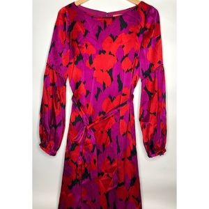 Tory Burch Red/Purple/Black Spot Silk Dress